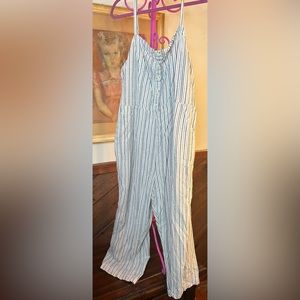 Plus Old Navy Striped Wide Leg Cropped Jumpsuit Elastic Back XXL